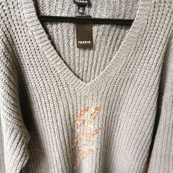TORRID NEW Plus Size Gray Chunky Knit Pullover Sweater. - Picture 4 of 16
